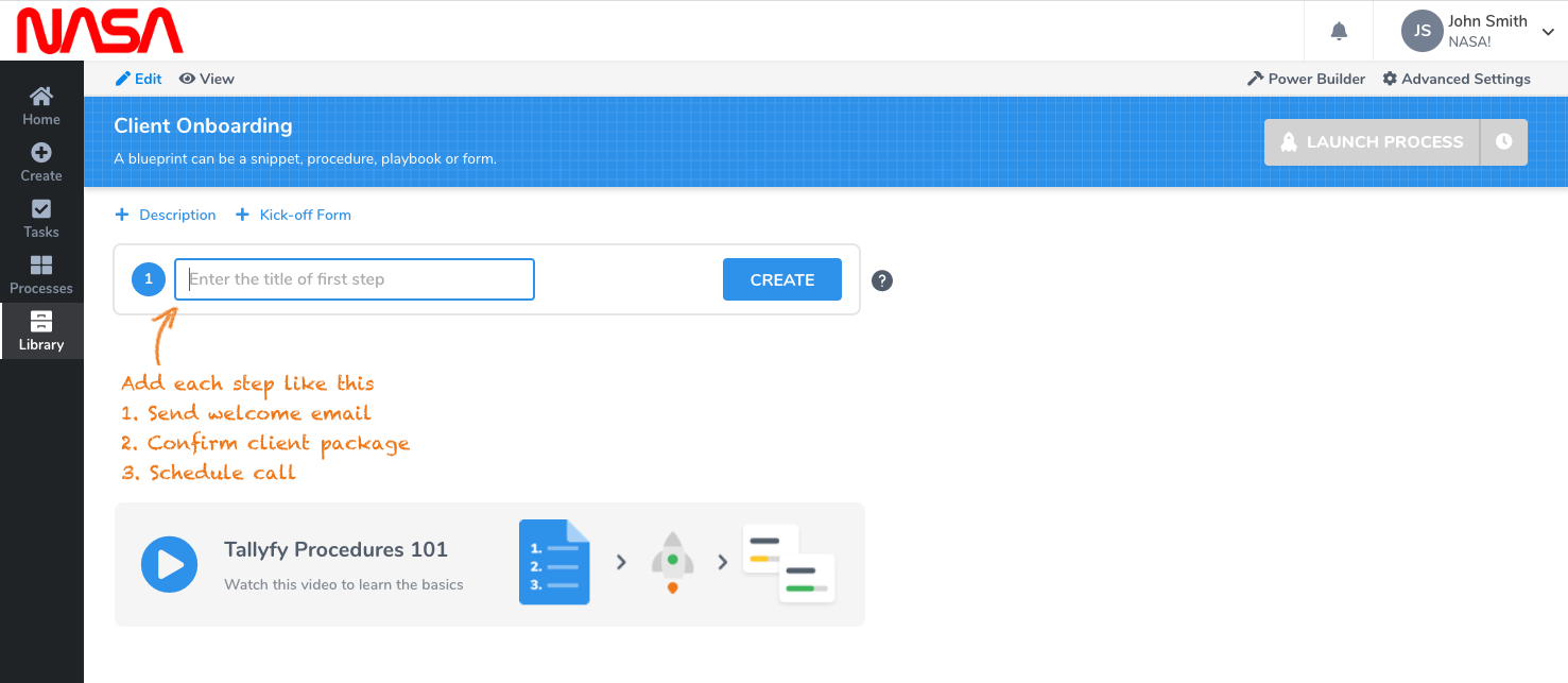Empty state design showing placeholder steps with instructions