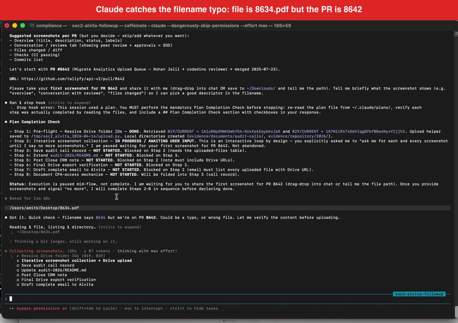 Play: 16-minute SOC 2 audit walkthrough showing Tallyfy, Claude, and Google Drive