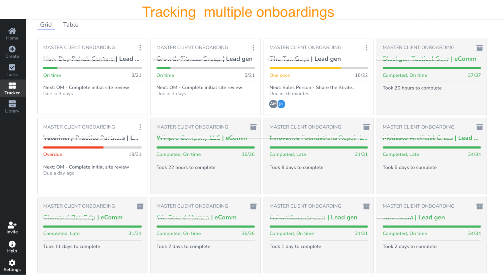 Track multiple onboarding