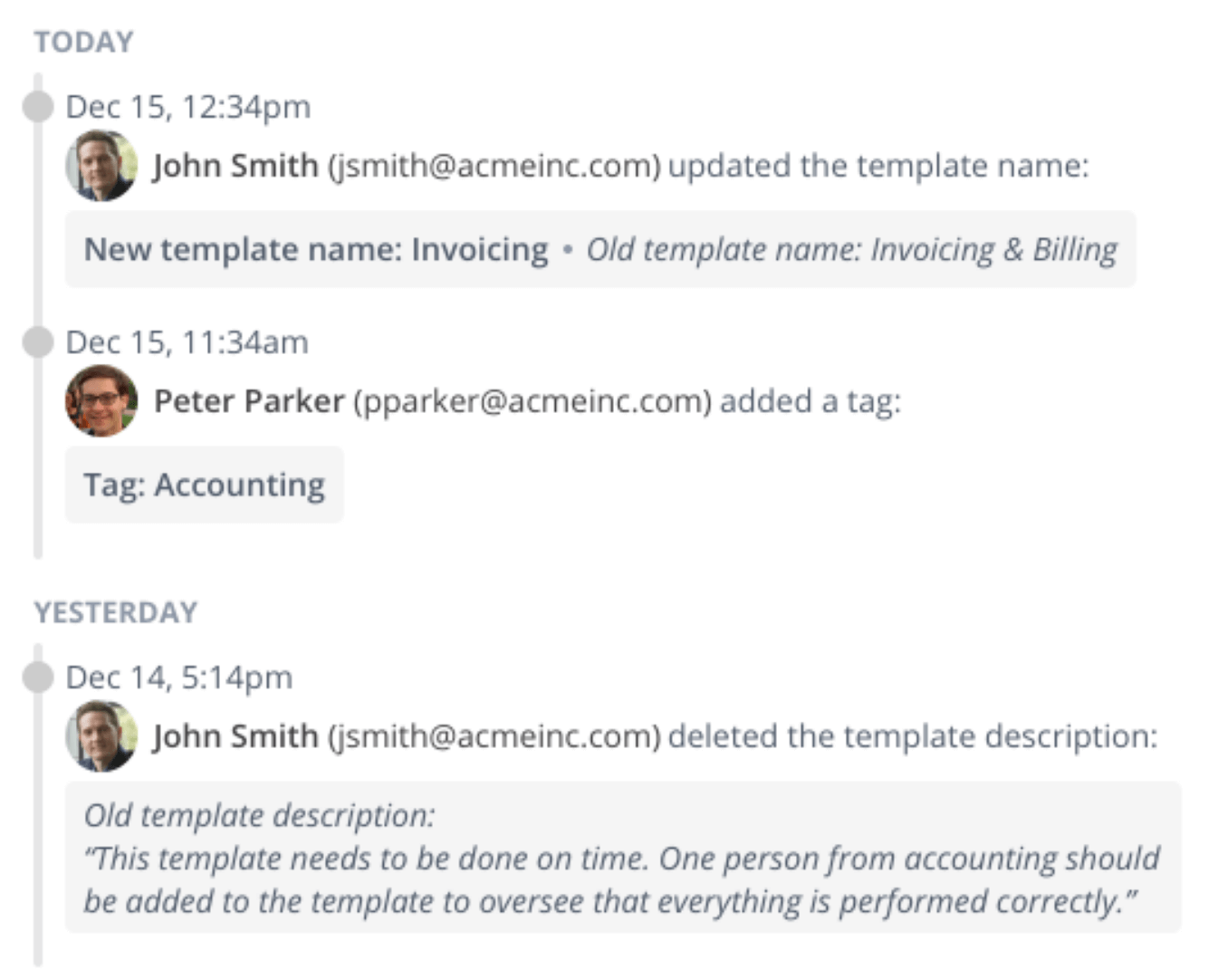 Automated audit trails