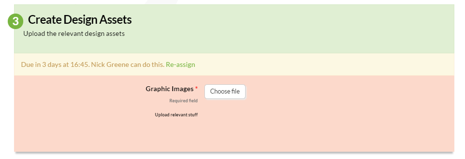 Step 3 form for uploading graphic images with a file chooser button and required field indicator