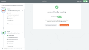 Automate.io automation success message showing that This is working with green checkmark and test run option