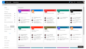 SharePoint task board showing multiple colored columns with task cards organized by status