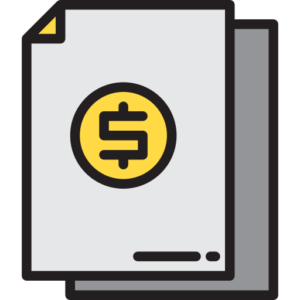 Document icon with dollar sign symbol representing financial or billing documents